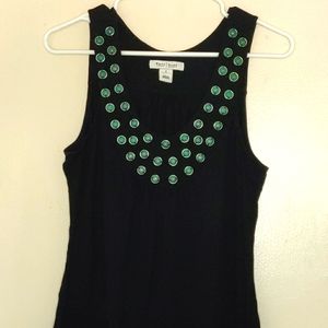 White House Black Market - Top with Green Emblishments